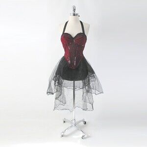 Red Velvet Burlesque Bombshell Costume XS